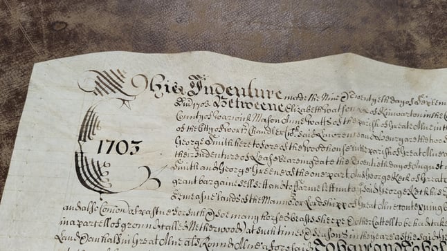 Top left corner of a document, dated 1703.