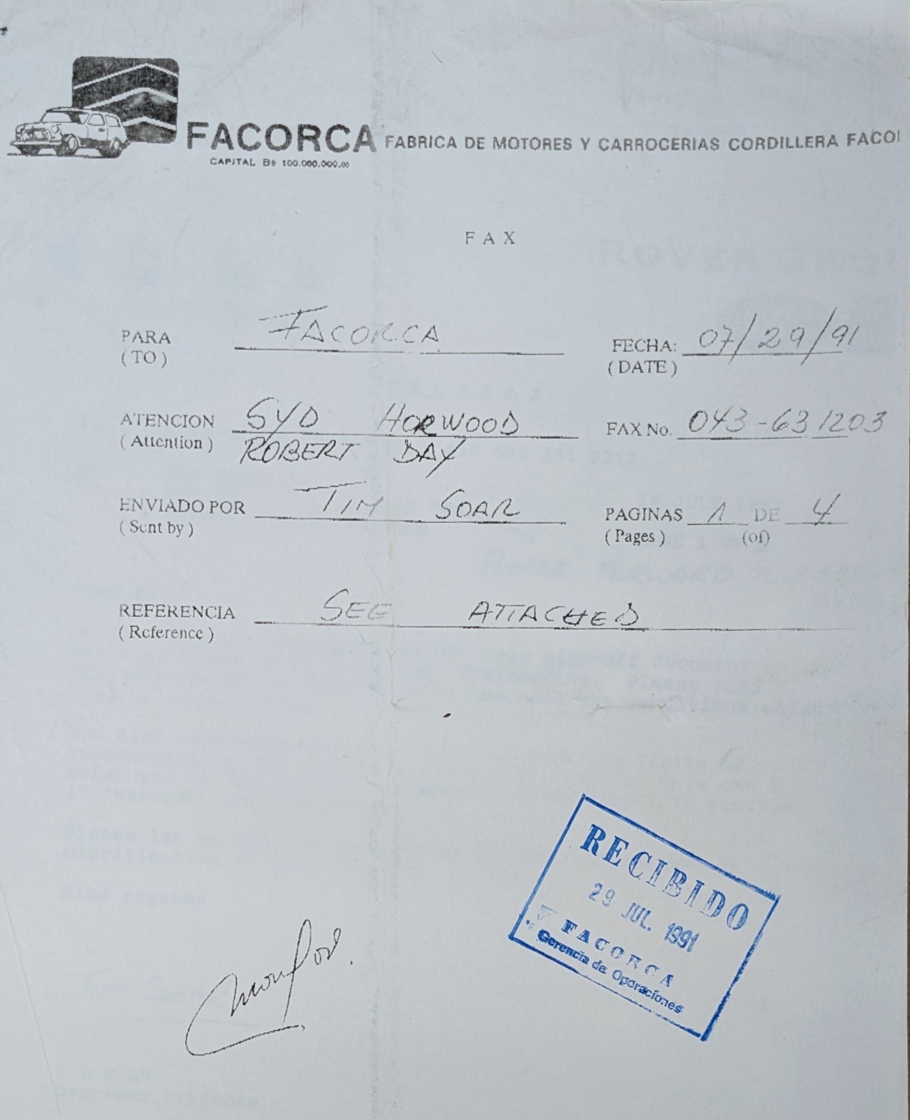 Correspondence regarding the Venezuelan Mini project.