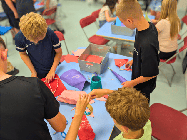 Cap Gemini School Visit - Children crafting with paper