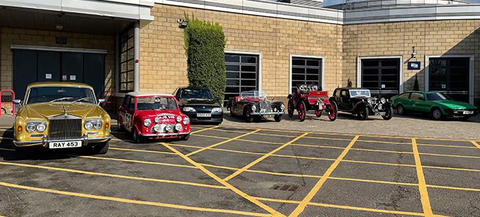 Museum on the Move cars lined up in the Conference car park