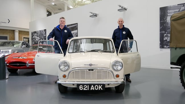 Peter James Insurance colleagues and the first Mini 621 AOK