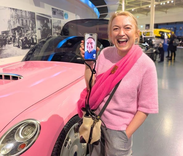 Sophia Myles from ‘Thunderbirds’ visits British Motor Museum to be reunited with her iconic car!