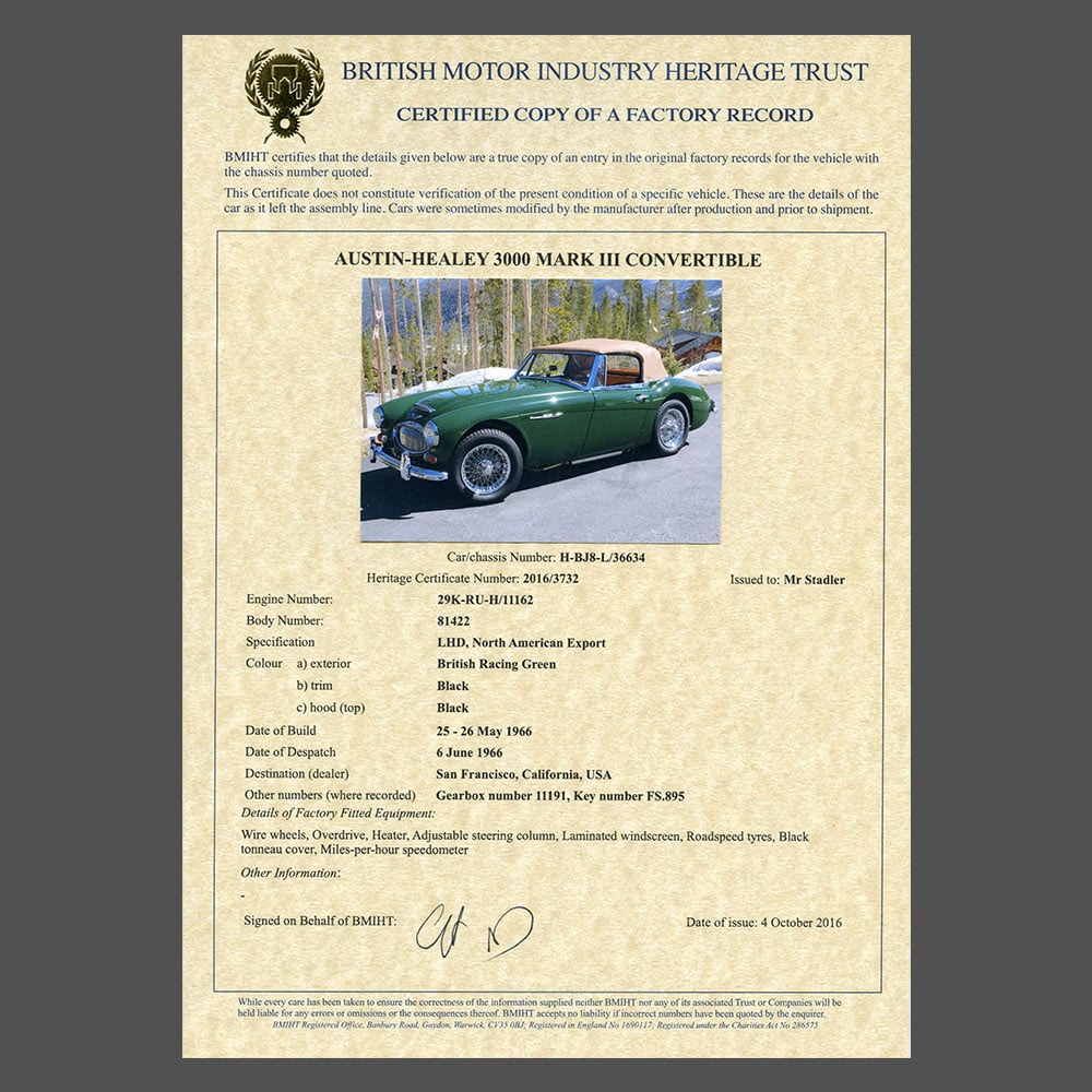 Premier Heritage Certificate